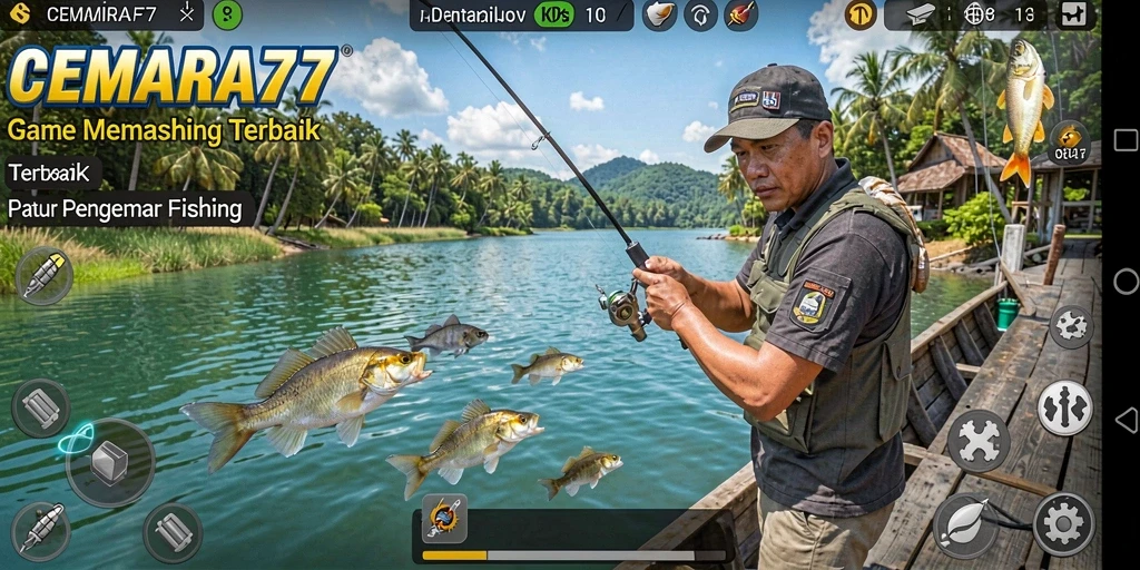 Tampilan menarik dari gameplay CEMARA77 saat menangkap ikan di laut.