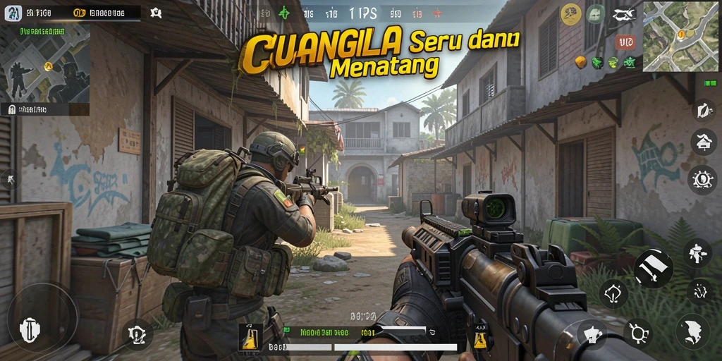 Tangkapan layar gameplay CUANGILA menampilkan aksi tembak-menembak intens.