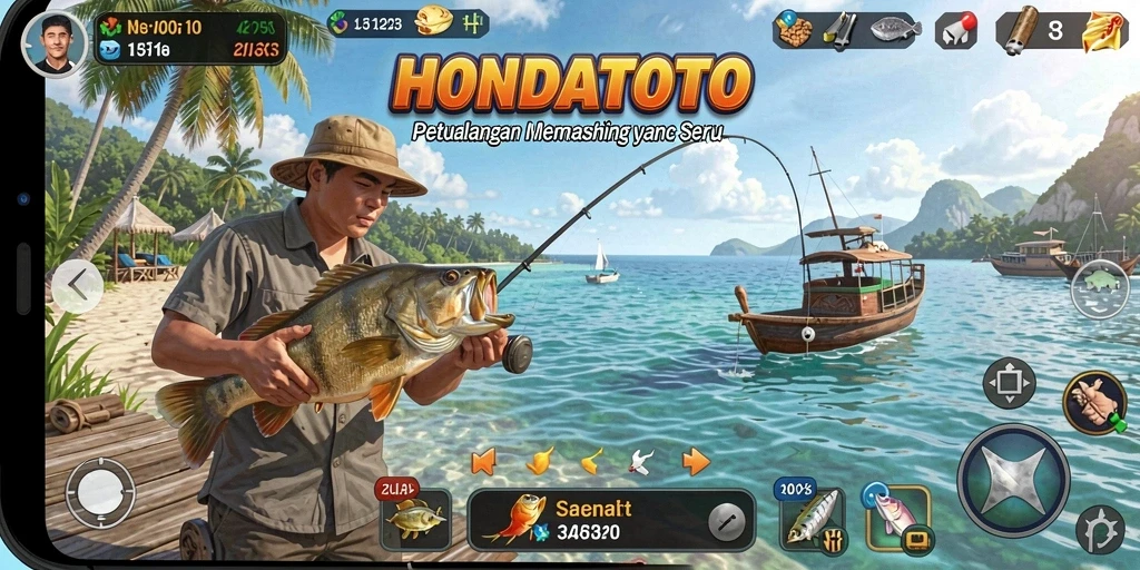Tangkapan ikan yang menakjubkan dalam gameplay HONDATOTO.