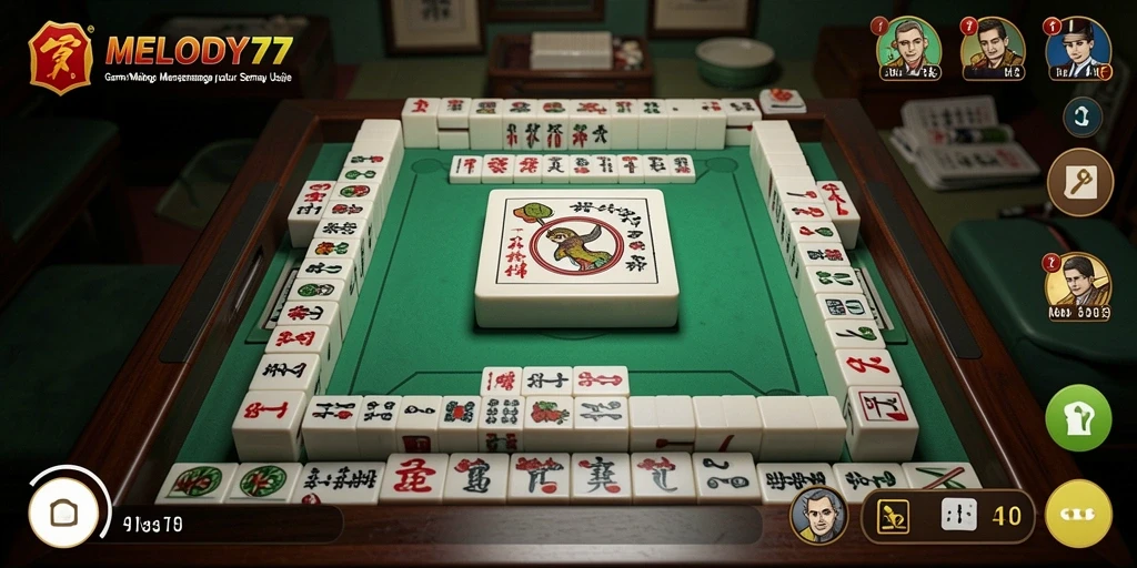 Screenshot MELODY77 menampilkan gameplay Mahjong yang mengasyikkan.