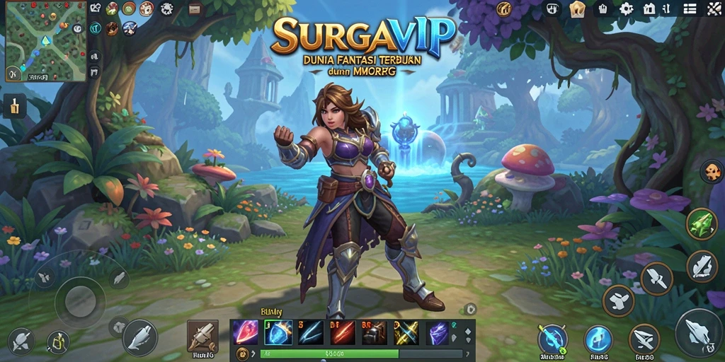 Tangkapan layar dari gameplay SURGAVIP yang menunjukkan pertempuran seru antar pemain.